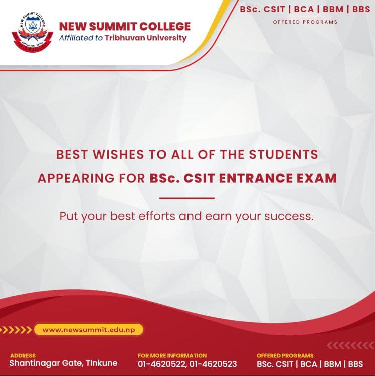 Best Of Luck for BSc.CSIT Entrance Exam